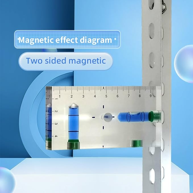 Transparent Rectangular high-Precision T-Shaped Level Integrated Small Household Magnetic Water Level (blue, 95 * 51 * 13mm)