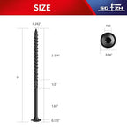 #14 x 5 Inch Lag Screws (25Pcs) 1lb. Structural Wood Screw, Black, Carbon Steel, Washer Head, Rust Resistant epoxy Coated, T30 Star Bit