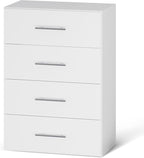 ROOMTEC 19.5" 4 Drawer Short Tower Closet Unit, Modular Closet System with Drawers and Shelf, Wardrobe Organizer for Bedroom or Walk-in Closet, Wall Mounted, Customizable Clothes Storage Unit, White