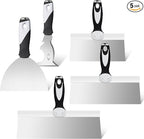 Mister Rui 5 Pack Drywall Knife Set, Stainless Steel Taping Tools, Paint Scrapers, Hand Tool Kit, Spackle Knife, Drywall Finishing Tools