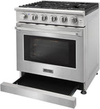 30 inch Pro-Style Natural Gas Range or Liquid Propane Gas Range with 5 Burners, 4.55 cu.ft. Oven & 30 inch Under Cabinet Range Hood in Stainless Steel (Stainless Steel)