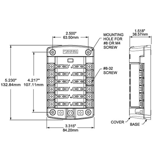 Blue Sea Systems 5029 Fuse Block Screw Term Blade
