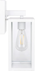 GRUENLICH Waterproof Large Outdoor Wall Lanterns, Modern White Porch Sconces with Clear Glass Shade, E26 Socket Max 60W, IP65 Rated, Metal Frame, for Patio, Front Door, Entryway, 1-Pack