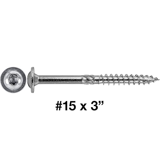 Jake Sales #15 x 3" Construction Lag Screw Stainless Steel T-30 Torx/Star Drive Heavy Duty Lag Screw Far Superior to Common Lag Screws (100 Screw Count) Modified Truss Washer Head
