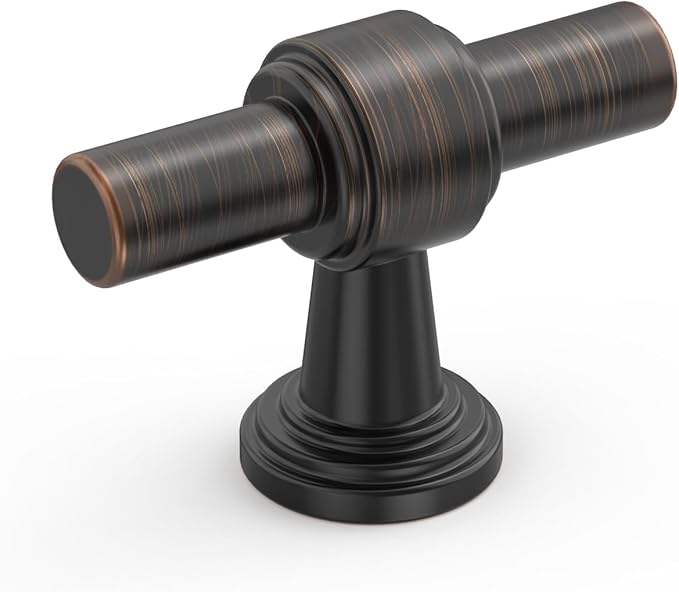 Amerdeco 10 Pack Oil Rubbed Bronze Cabinet Knobs 1.46 Inch(37mm) Single Hole Cabinet Handles Rectangle Drawer Knobs and Pulls for Bathroom Cabinets ZH0069