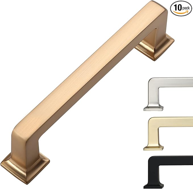 10 Pack 3.75 Inch Kitchen Cabinet Handles - Champagne Bronze Pulls Hardware for Cabinets - Gold Cupboard Handles