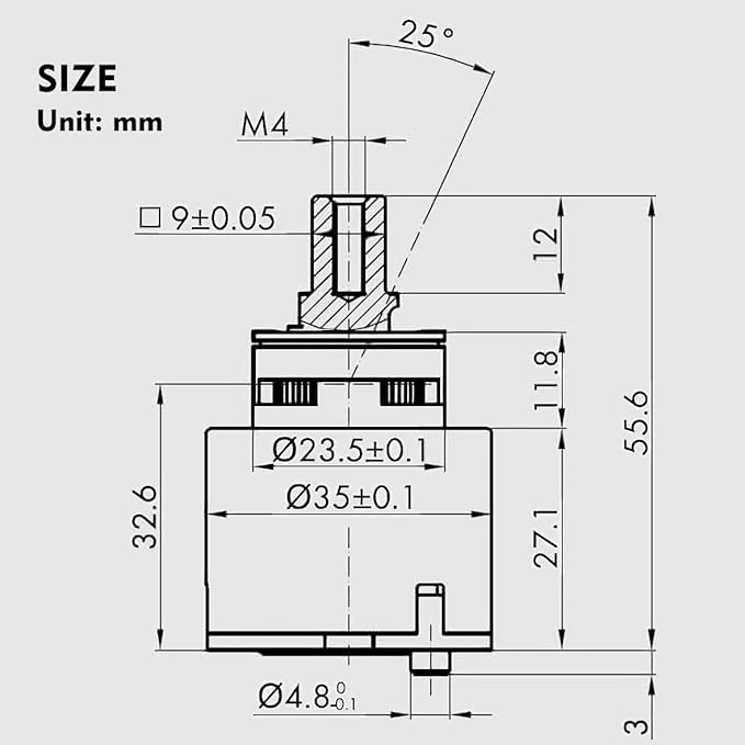Kerox K35A Faucet Cartridge, Replacement Cartridge Compatible with La Torre, Gerber, Danze & Moen, Single Lever Shower Tub Repair, KN35A 35mm 1 3/8" Mixer Tap Cartridge Replacement (1 Pack)