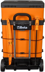 Beta C41H Two-Module Rolling Metal Tool Chest, Detachable Metal Tool Box, Telescopic Handles, Orange