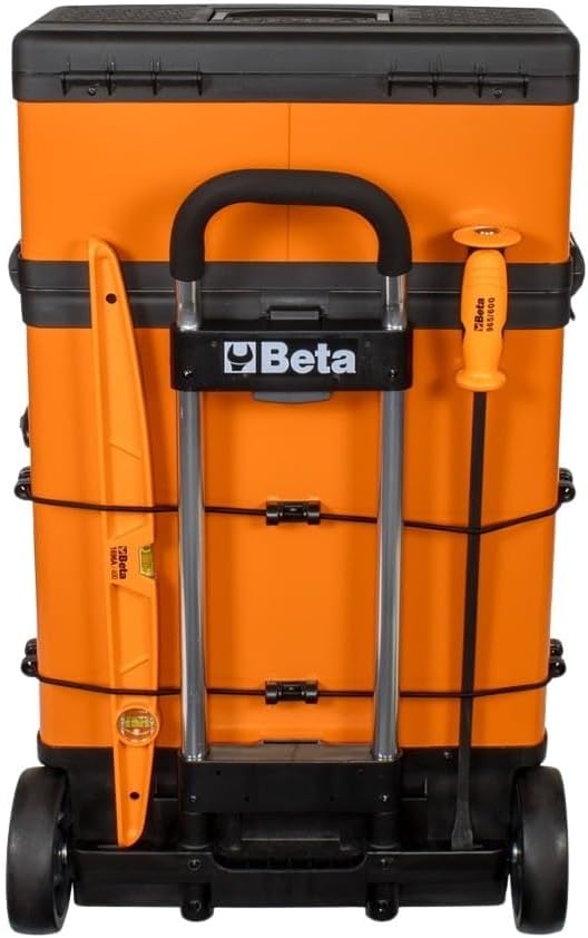 Beta C41H Two-Module Rolling Metal Tool Chest, Detachable Metal Tool Box, Telescopic Handles, Orange