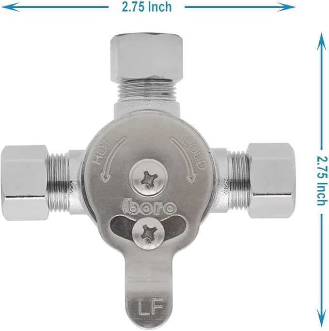 HYDRO MASTER Mechanical Water Mixing Valve, 3/8" Compression Fittings on inlets and Outlet