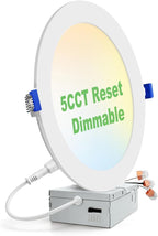 zouzai 1 Pack 8 Inch 18W Eqv 150W 1620LM 5CCT Ultra-Thin LED Recessed Ceiling Light with Junction Box, 2700K/3000K/3500K/4000K/5000K Selectable, 18W Eqv 125W, Dimmable - ETL and Energy Star Certified