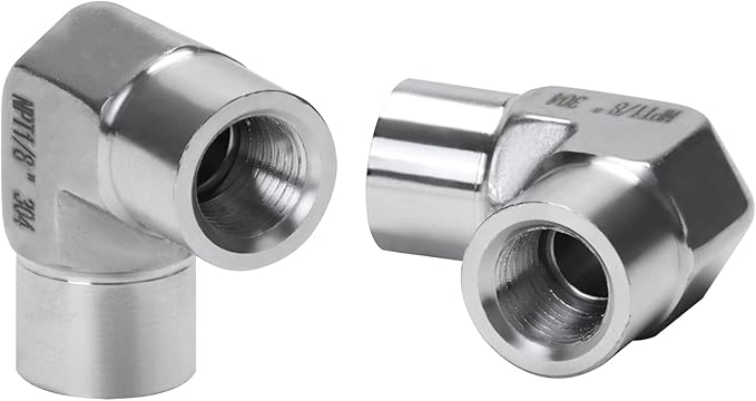 90 Degree Street Elbow - 1/8" NPT Female to 1/8" NPT Female Stainless Steel 304 Heavy Duty Forged Barstock Street Elbow Adapter Pipe Fitting (pack of 2)