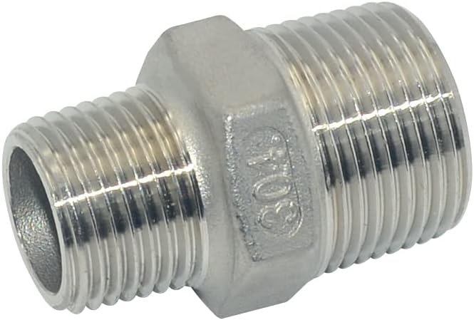 3/4" x 1/2" Male Threaded Reducing Nipple Fitting/Adapter, SS304 Stainless Steel NPT Pipe Hex Reducer