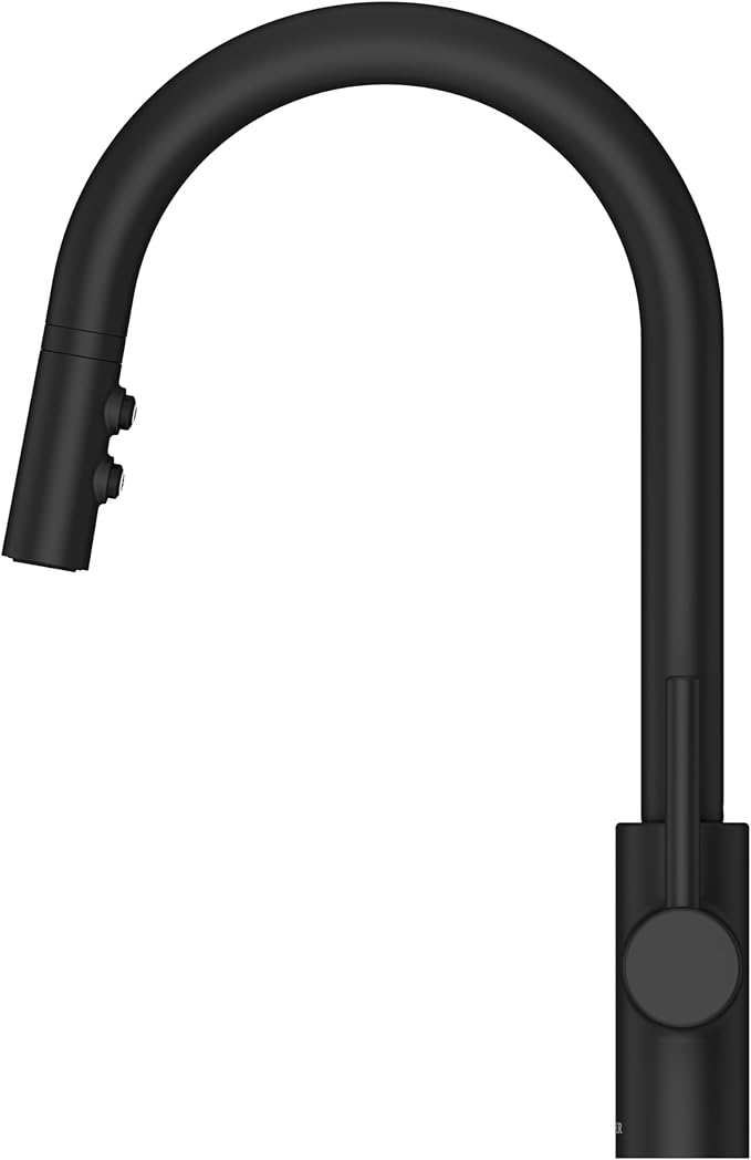 Pfister Stellen Kitchen Faucet with Pull Down Sprayer, Single Handle, High Arc, Matte Black Finish, LG529SAB