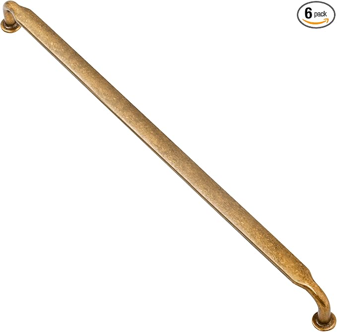 Alzassbg 6 Pack Antique Brass Cabinet Handles, 12-1/2 Inch(320mm) Hole Centers Arch Modern Cabinet Pulls Kitchen Cabinets Hardware for Cabinets and Drawers AL3503AB