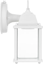 LIT-PaTH Small Outdoor LED Wall Lantern with Dusk to Dawn Photocell, 3000K Warm White, 9.5W, 800 Lumen, Aluminum Housing Plus Glass, Outdoor Rated, 1-Pack, White