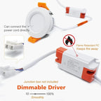 2 Inch LED Downlight, Recessed Lighting Dimmable Ceiling Light, 3W, 3000K Warm White, CRI80 with LED Driver(35W Halogen Equivalent), 20 Pack