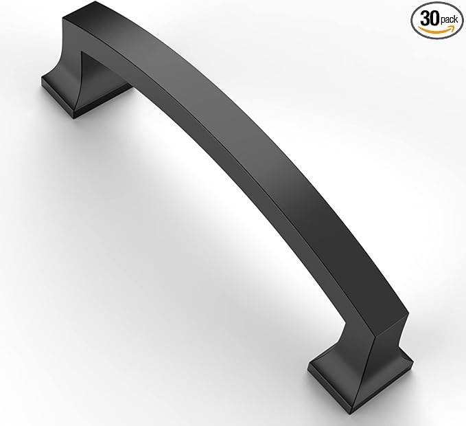 Asidrama 30 Pack 4 Inch(102mm) Hole Centers Kitchen Cabinet Handles, Matte Black Cabinet Pulls Kitchen Cabinet Hardware for Cupboard Drawer Pulls Dresser Handles