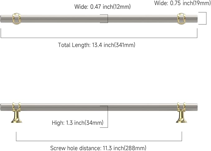 Asidrama 10 Pack 11.3 Inch(288mm) Champagne Bronze and Brushed Satin Nickel Kitchen Cabinet Handles, Cabinet Pulls Kitchen Cabinet Hardware Cupboard Handles Drawer Pulls