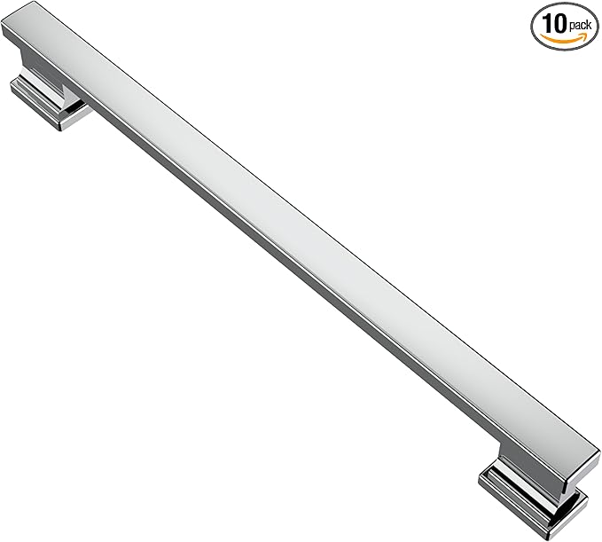 Alzassbg 10 Pack Polished Chrome Cabinet Pulls, 7-1/2 Inch(192mm) Hole Centers Kitchen Cabinet Handles for Cabinets and Drawers AL3061CP