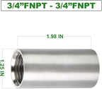 TAISHER 2PCS Stainless Steel Pipe Fittings, 3/4" NPT x 3/4" NPT Female Threaded, 2" Length Nipple Cast Pipe