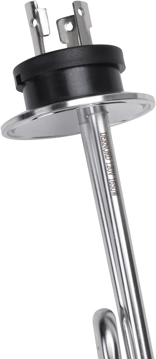 DERNORD 120V 1650W Tri-clamp Foldback Heating Element Stainless Steel Immersion Water Heater with 3-Wire Electrical Locking Plug (2 Inch Tri clamp)