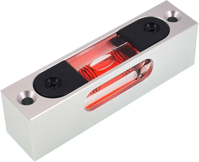 Metal high-precision adjustable level, small level bar level, bubble, square three line bubble, magnetic (red （No night light）)