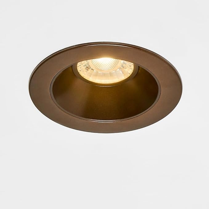 Maxxima 4 in. Ultra Thin Recessed Anti-Glare LED Downlight, Canless IC Rated, 1000 Lumens, 5 Color Temperature Selectable 2700K/3000K/3500K/4000K/5000K, Dimmable, Bronze Trim, 90 CRI, J-Box Included