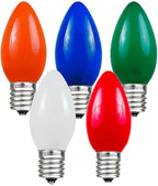 Novelty Lights 5 Pack C9 Ceramic Outdoor Christmas Replacement Bulbs, Multi, E17/C9 Intermediate Base, 7 Watt