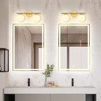 New Bathroom Vanity Light Fixtures 2 Lights Brushed Brass Milk White Globe Glass Shade Modern Wall Bar Sconce Over Mirror (Exclude Bulb