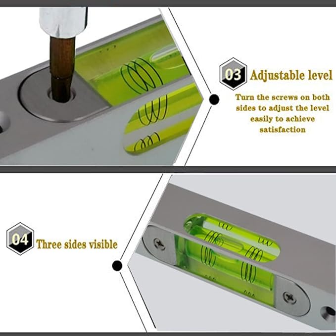 High precision aluminum alloy metal adjustable level bubble small square bar luminous magnetic length 120 hole pitch 100MM