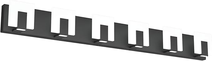Aipsun 6 Lights Modern Black Vanity Light Up and Down Black LED Vanity Light Fixtures Bathroom Wall Light Over Mirror 6000K