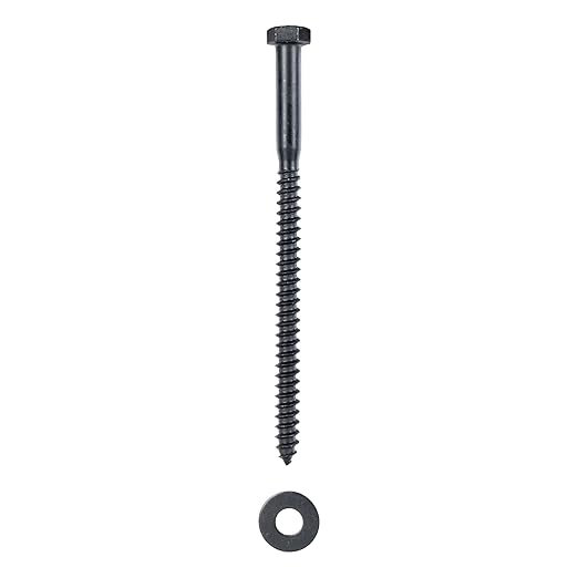5/16 x 6 (50 Pack) Lag Screw Kit, 50 Screws and 50 Washers, Ceramic Black Ruspert Coating for Exterior Use, Meets ASTM A307 and ASME B18.2.1, Industrial/Commerical Grade by Makers Bolt