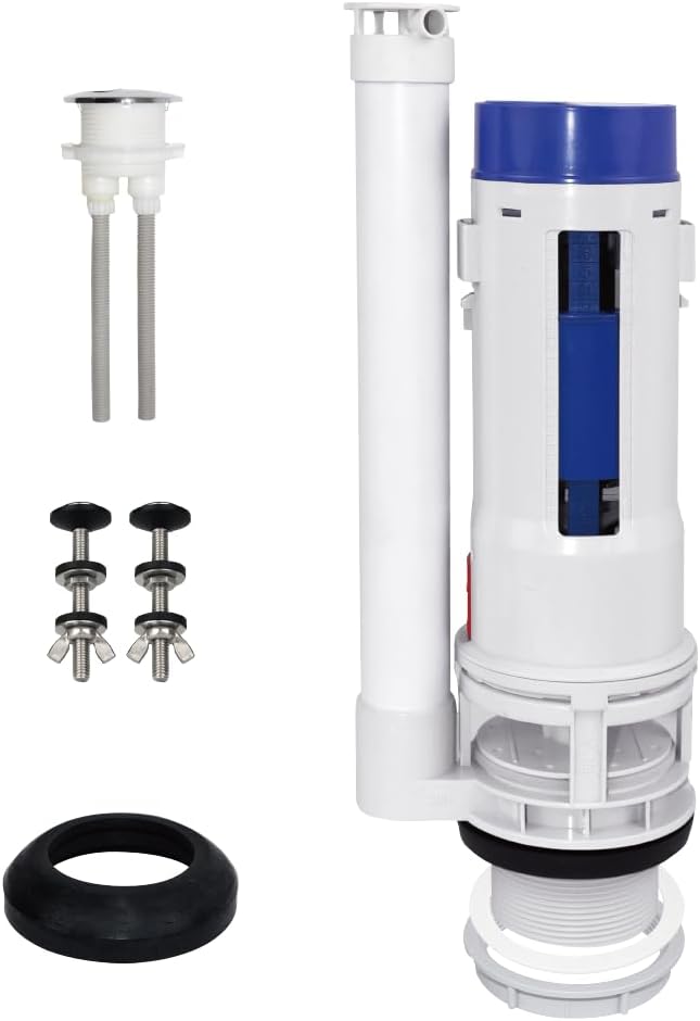 2-Inch Dual Flush Valve Repair Kit for 2-Piece Toilets, Top Push Toilet Repair Kit, Inside Tank Dual Flush Valve Replacement Kit, Includes Valve, Button, Gasket, Bolt