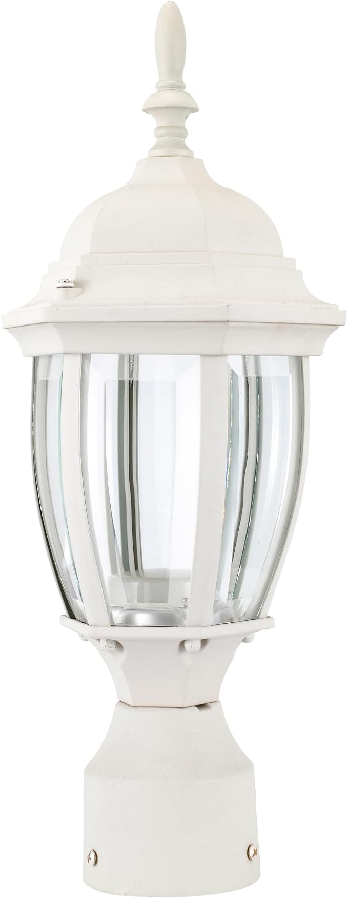 LIT-PaTH LED Outdoor Post Lighting Fixture, Pole Lantern, 9.5W 800 Lumens, 3000K Warm White, Aluminum Housing Plus Glass, Matte White Finish, 1-Pack