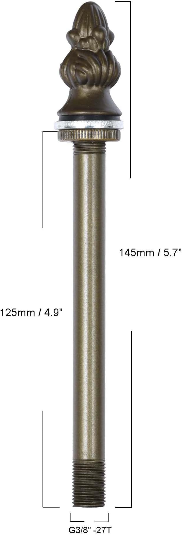 Bieye SS022 Lampshade Support with Finial for Tiffany Style Stained Glass Floor Lamp Table Lamp (G3/8 125mm Acorn)