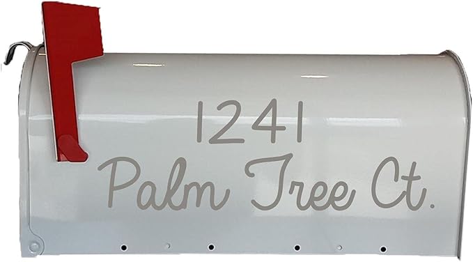 Personalized Mailbox Decal Set of 2 Decals With Street Address & Street Name Custom Design Mailbox Sticker Vinyl Letters VWAQ-CMB4 (SILVER)