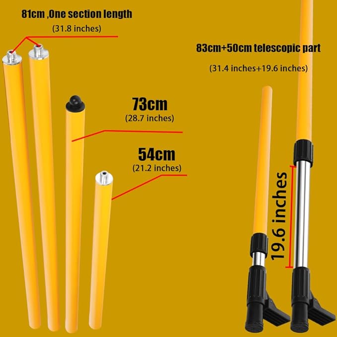 Laser Level Pole 13.8 foot/4.2m With 5/8&1/4 interface screws (6.25 inches/2.36 inches) thread for Rotary and Line Lasers,with multifunctional gimbal