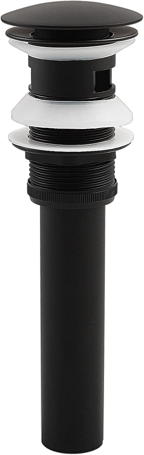 Bathroom Vessel Sink Drain Push Button Vanity Drain Lavatory Sink Drain Assembly Pop Up Sink Stopper with Overflow, Matte Black