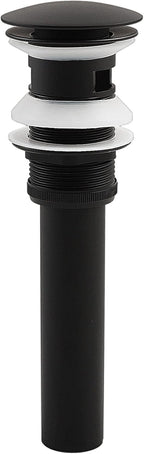 Bathroom Vessel Sink Drain Push Button Vanity Drain Lavatory Sink Drain Assembly Pop Up Sink Stopper with Overflow, Matte Black