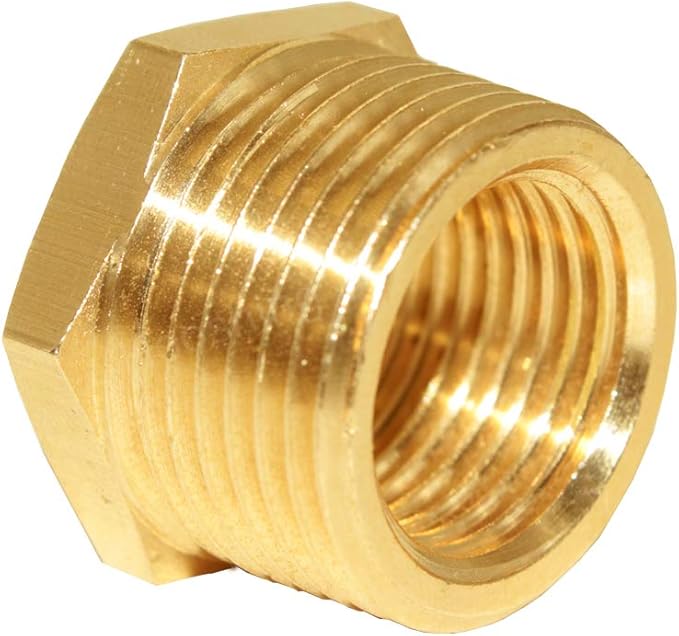 Hooshing 6PCS Brass Pipe Fitting Reducer Hex Bushing 3/4" NPT Male x 1/2" NPT Female Thread Reducer Hose Tube Atapter