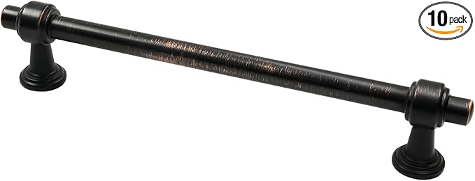 Alzassbg 10 Pack Oil Rubbed Bronze Cabinet Pulls, 6-1/4 Inch(160mm) Hole Centers Cabinet Handles Kitchen Hardware Straight Bar for Cabinets and Drawer AL3505ORB