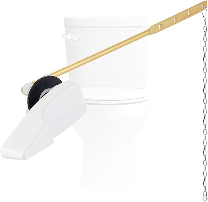 White Front Mount Metal Toilet Handle Replacement Kit Compatible with American Standard/Mansfield/Gerber/TOTO/Kohler Toilet, Toilet Tank Flusher Lever with Flapper Chain