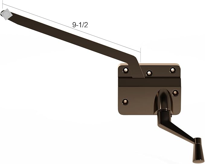 Brixwell Casement Window Operator with Crank Handle 9-1/2" Arm Bronze Finish Sill Mount Window Opener for Smooth Casement Window Operation Includes Durable Window Crank and Handle Assembly