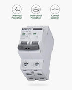 AC Miniature Circuit Breaker, 32 Amp 120V/240V 2 Pole DIN Rail Mount Circuit Breaker, Thermal Magnetic Trip, Solar AC Disconnect Switch MCB C32