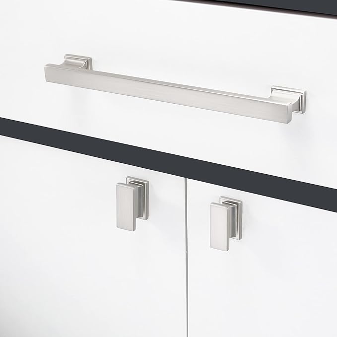 COTYKILEY 6 Pack 7.5 Inch(192mm) Brushed Satin Nickel Cabinet Handles Kitchen Cabinet Pulls Cabinet Door Handles Kitchen Cabinet Hardware Cupboard Drawer Pulls Dresser Handles