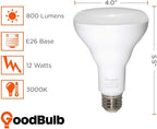 GoodBulb 12 Watt Frosted BR30 Light Bulbs | LED Restaurant Bulb with E26 Medium Base | 3000K Warm White 800 Lumens | Restaurant Light Bulbs | Pack of 6