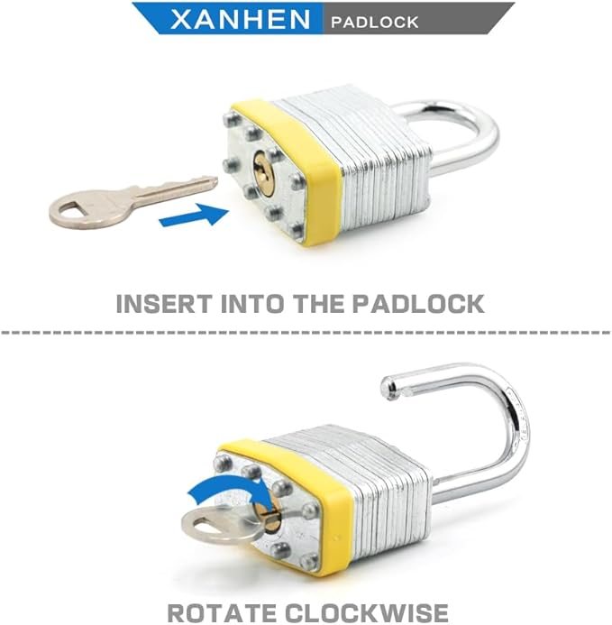 Keyed Alike Laminated Steel Padlocks with Normal Shackle for Sheds, Fences & Lockers (2-Pack)