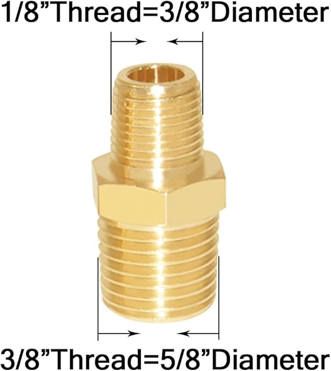 Joywayus 3/8" NPT Male × 1/8" NPT Male Brass Pipe Fitting Adapter (Pack of 2)