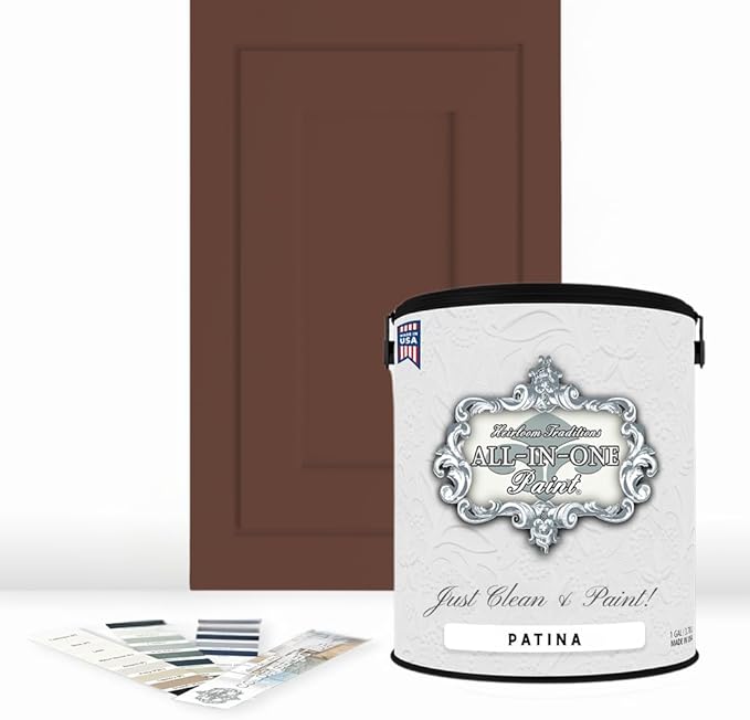ALL-IN-ONE Paint, Durable cabinet and furniture paint. Built in primer and top coat, no sanding needed. Includes our 30 featured color card - Patina, Gallon